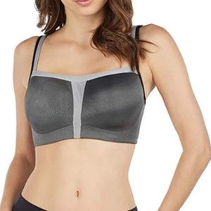 Le Mystere metallic silver high-impact underwire adjustable sports bra size 32D